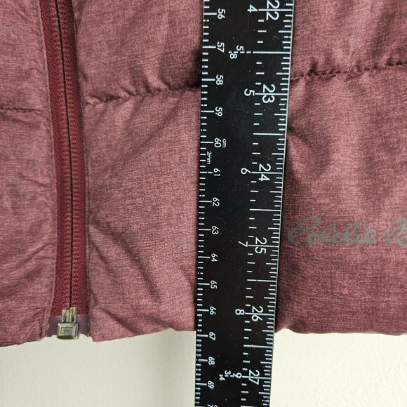 Down Filled Puffer Jacket Coat Womens M Eddie Bauer Burgundy Light Weight - Picture 9 of 11